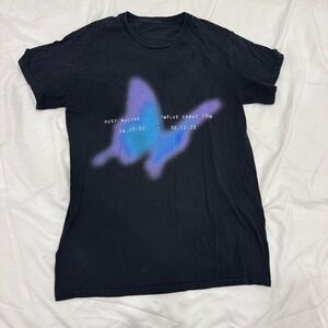 Post Malone Twelve Carat Tour Shirt Small Black Butterfly 2022 23 Concert Merch